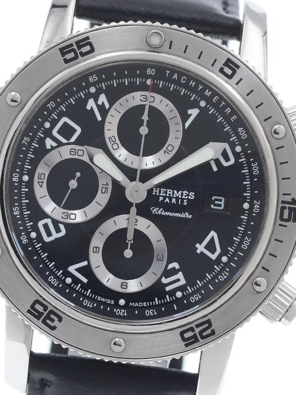 HERMES Clipper Diver Chrono CP2.910 Date black Dial Automatic Men's Watch_955456